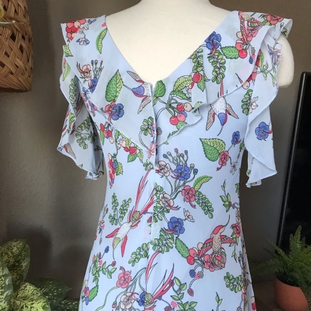 NWT Nanette Lepore Light Blue Floral Hummingbird Dress 2 - Picture 5 of 11
